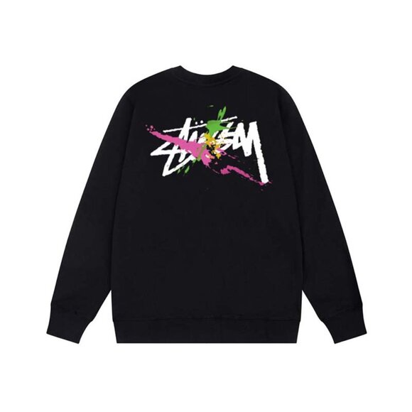 Men's Stussy New Black Logo Cotton Sweatshirt - Picture 1 of 7